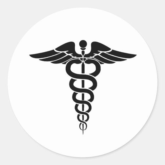 Caduceus Runder Aufkleber (Vorderseite)