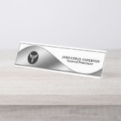 Caduceus Silberschwarz Desktop-Name Arzt Chirurg Schreibtischnamensplakette (Vorderseite )