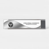 Caduceus Silberschwarz Desktop-Name Arzt Chirurg Schreibtischnamensplakette (Vorderseite )