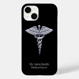 Caduceus Silver auf der schwarzen Klasse Medizin Case-Mate iPhone 14 Hülle