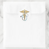 Caduceus & Stethoscope Runder Aufkleber (Tasche)