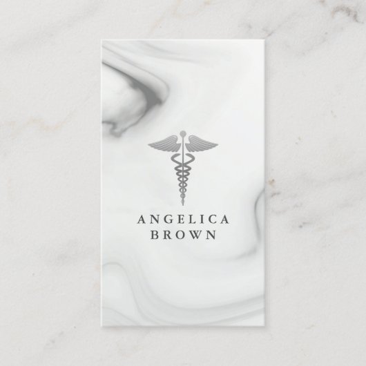 Caduceus Symbol Marble Pattern Business Card Visitenkarte (Vorderseite)