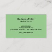 Caduceus Symbol Medical Beruflich Green Visitenkarte (Rückseite)