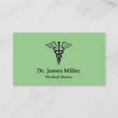 Caduceus Symbol Medical Beruflich Green Visitenkarte (Vorderseite)