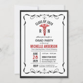 Caduceus Symbol Medical School Foto Abschluss Einladung (Vorderseite)