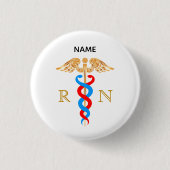 Caduceus Symbol & Registered Nurse Monogram Button (Vorderseite)