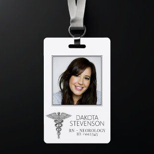 Caduceus-Symbol Silbernes medizinisches Krankenh Ausweis
