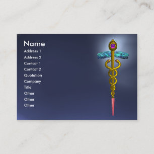 CADUCEUS, TOPAZ BLUE lebhafter Goldamethyst Visitenkarte