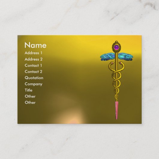 CADUCEUS TOPAZ, lebhaftes goldfarbenes Rosa gelb Visitenkarte (Vorderseite)