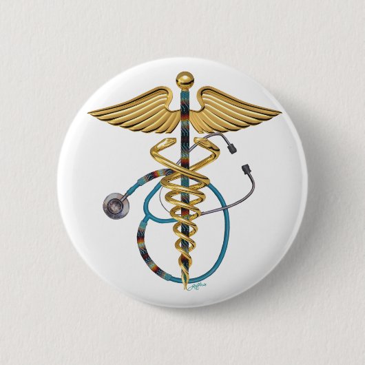 Caduceus u. Stethoskop Button (Vorderseite)