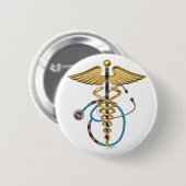 Caduceus u. Stethoskop Button (Vorne & Hinten)