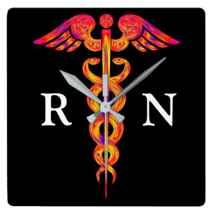 Caduceus Wall Clock Quadratische Wanduhr