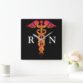 Caduceus Wall Clock Quadratische Wanduhr (Zuhause)