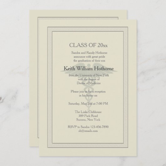 Caduceus-Wasserzeichen-medizinische Einladung (Vorne/Hinten)