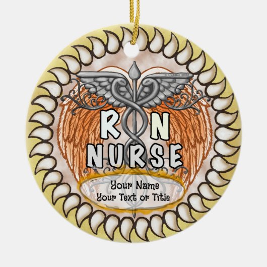 Caduceus wings rn nurse keramik ornament (Vorne)