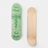 Caduceus with Leaves Background Skateboard (Vorderseite)