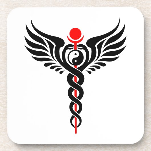 Caduceus - Yin Yang - Winged Serpent - Hermetic Untersetzer (Vorderseite)