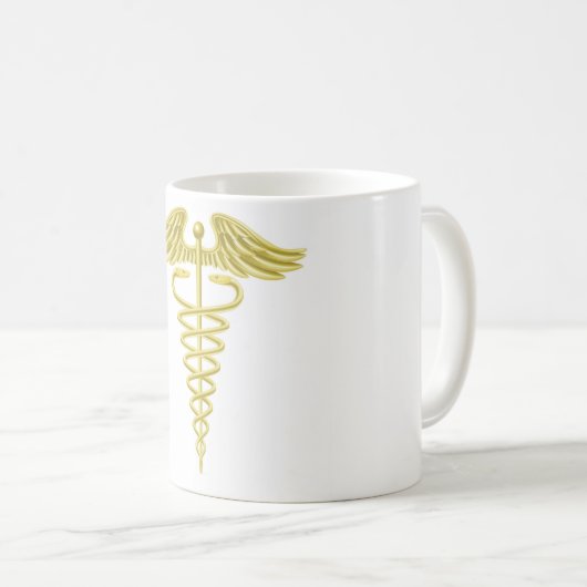 Caduceusgoldmedizinisches Symbol Kaffeetasse (VorderseiteRechts)
