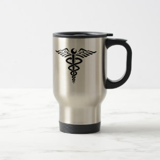 Caduceusschwarz-Reise-Tasse Reisebecher