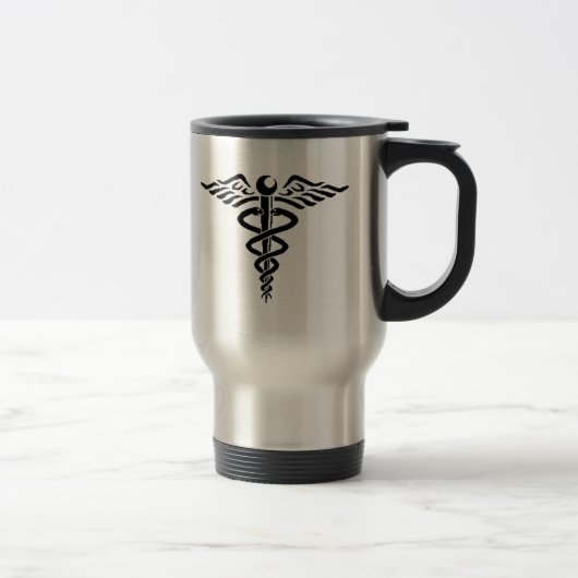 Caduceusschwarz-Reise-Tasse Reisebecher (Rechts)