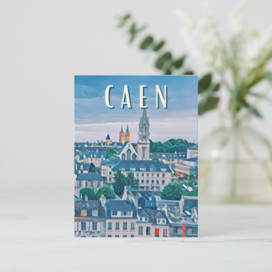 Caen Foto Vintage Postkarte (Stehend Vorderseite)