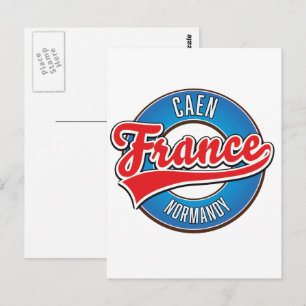 Caen Normandie Frankreich Retro-Logo Postkarte