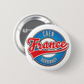 Caen Normandy France Retro-Logo Button (Vorne & Hinten)