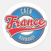 Caen Normandy France Retro-Logo Runder Aufkleber (Vorderseite)