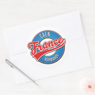 Caen Normandy France Retro-Logo Runder Aufkleber
