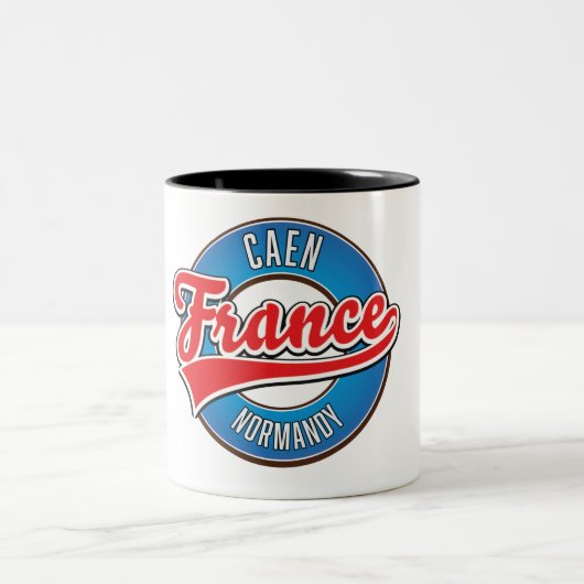 Caen Normandy France Retro-Logo Zweifarbige Tasse (Mittel)