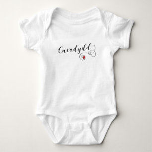 Caerdydd Cardiff Flag in Heart, Wales Baby Strampler