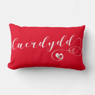 Caerdydd Flag in Heart, Wales, Cardiff Lendenkissen