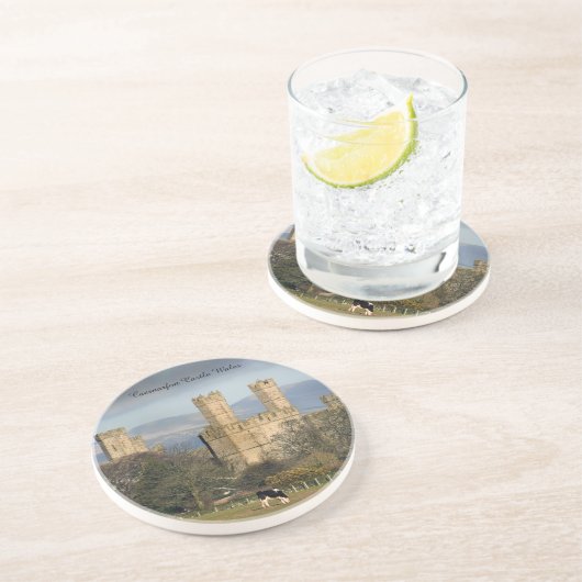 Caernarfon Castle Wales Sandstein Untersetzer (Seite)