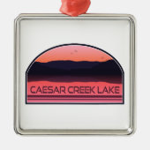 Caesar Creek Lake Ohio Roter Sonnenaufgang Ornament Aus Metall (Vorne)