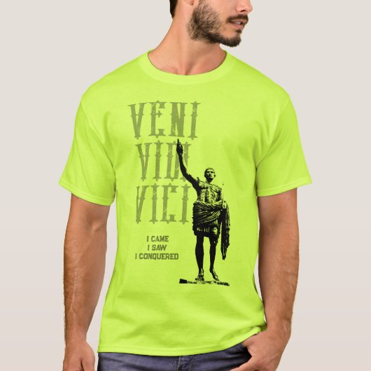 Caesar Veni Vidi Vici Safety Yellow Green Mens T-Shirt (Vorderseite)