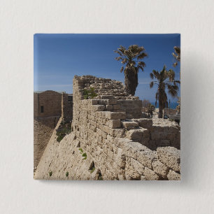 Caesarea ruins of port built by Herod the Great Button