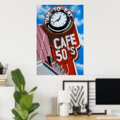 Cafe 50's Diner auf Historischer Route 66 Poster (Heimbüro)
