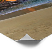 Café am tropischen Strand bei Sonnenuntergang Poster (Ecke)