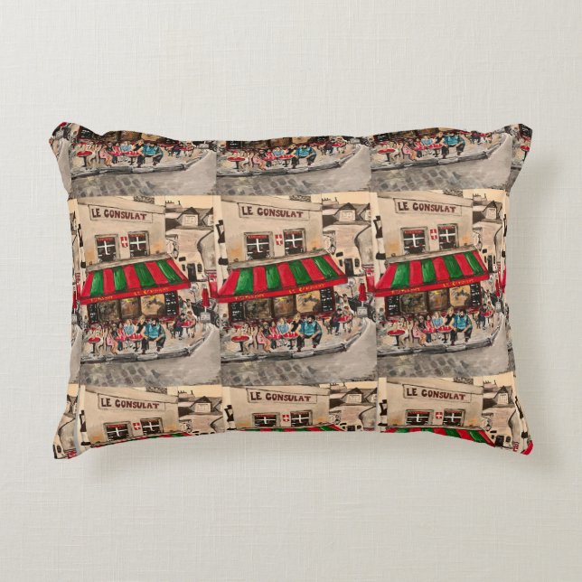 "Café an der Rue Norvins, Montmarte" Paris Dekokissen (Vorderseite)