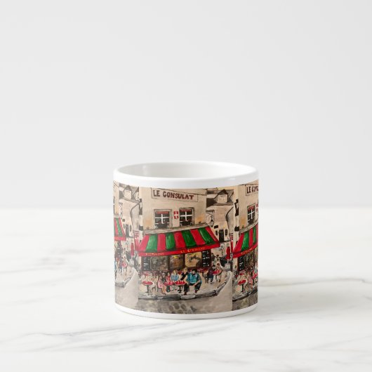 "Café an der Rue Norvins, Montmarte" Paris Espressotasse (Vorderseite)