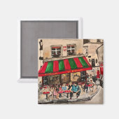 "Café an der Rue Norvins, Montmarte" Paris Magnet (Vorderseite/Rückseite)
