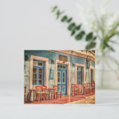 Cafe Architecture Gebäude Griechenland Peloponnes Postkarte (Stehend Vorderseite)