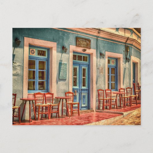 Cafe Architecture Gebäude Griechenland Peloponnes Postkarte (Vorderseite)