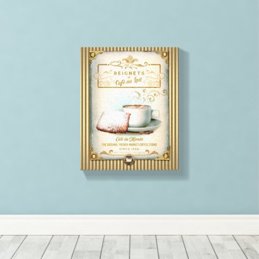 Café au Lait & Beignets Leinwanddruck (Insitu (Holzboden))