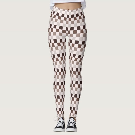 Cafe Au Lait checkerboard pattern Leggings (Vorderseite)