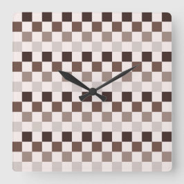Cafe Au Lait checkerboard pattern Quadratische Wanduhr