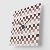 Cafe Au Lait checkerboard pattern Quadratische Wanduhr (Winkel)