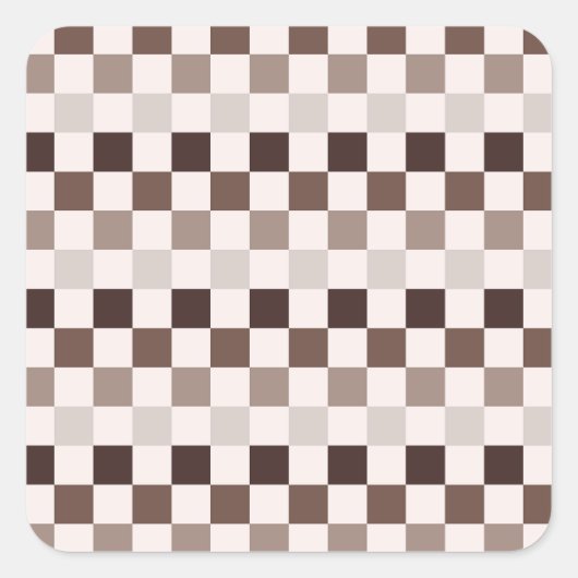 Cafe Au Lait checkerboard pattern Quadratischer Aufkleber (Vorderseite)