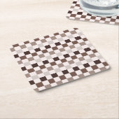 Cafe Au Lait checkerboard pattern Rechteckiger Pappuntersetzer (angewinkelt)