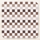 Cafe Au Lait checkerboard pattern Rechteckiger Pappuntersetzer (Vorderseite)